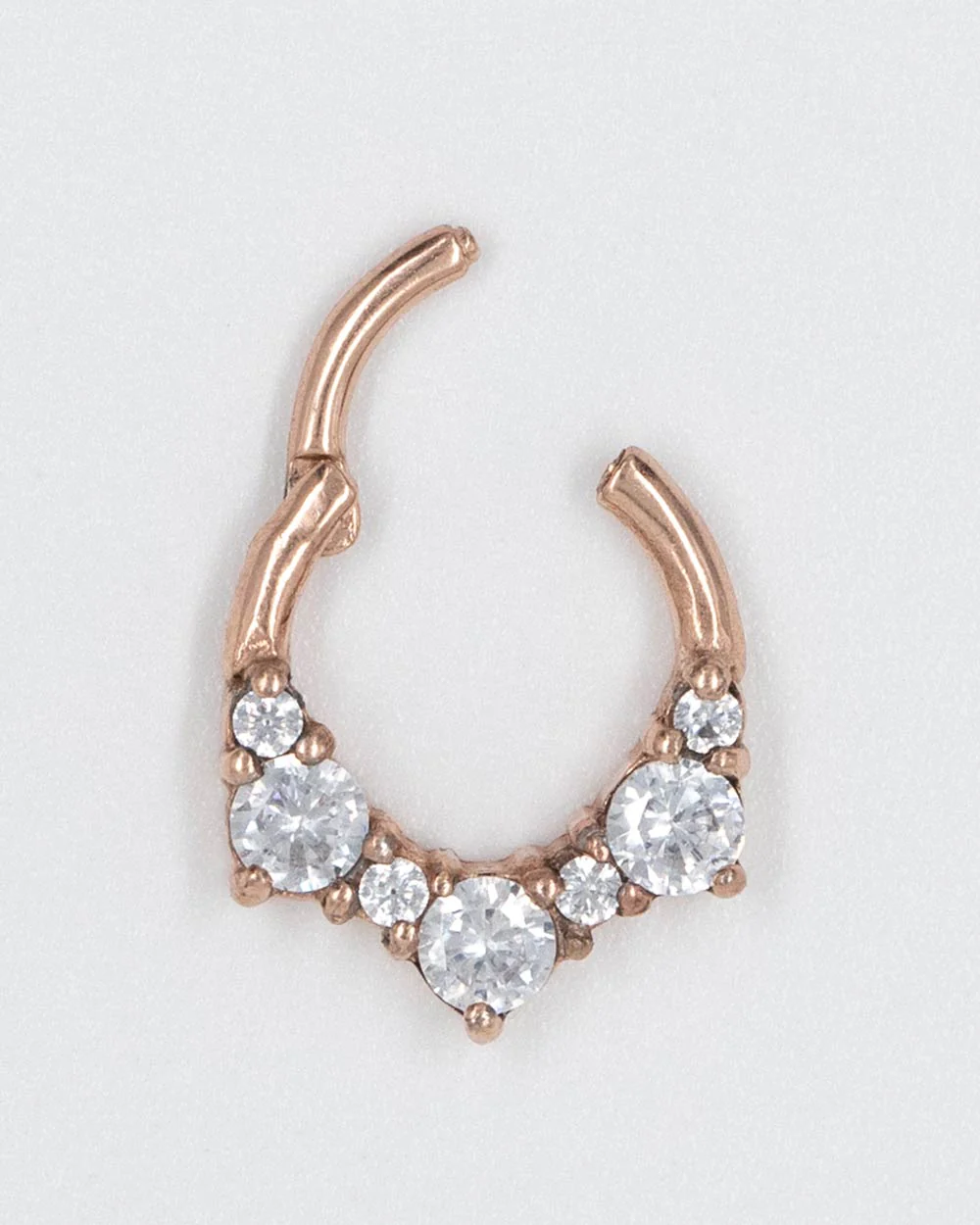 16 Gauge | 8mm Rose Gold 7 Cz Hinged Clicker - Image 4