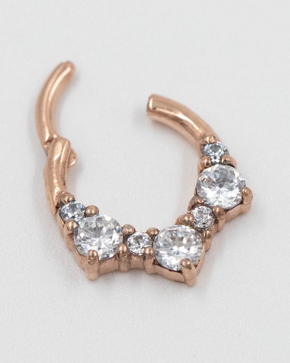 16 Gauge | 8mm Rose Gold 7 Cz Hinged Clicker - Image 5
