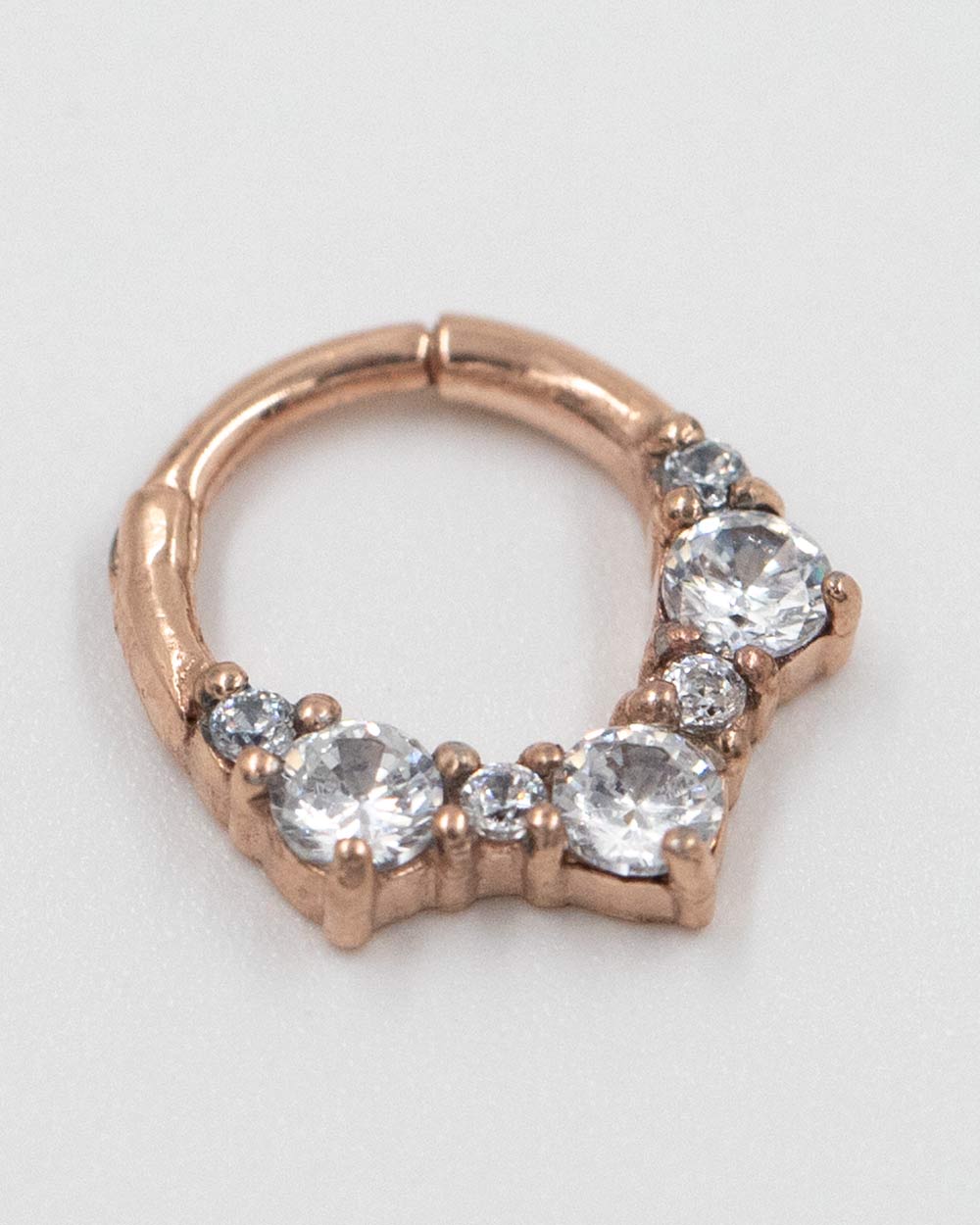 16 Gauge | 8mm Rose Gold 7 Cz Hinged Clicker - Image 6