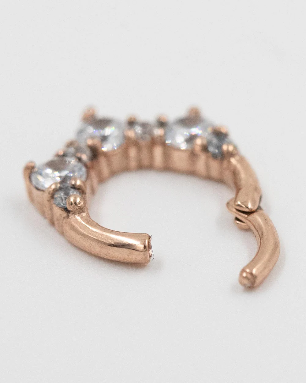 16 Gauge | 8mm Rose Gold 7 Cz Hinged Clicker - Image 7