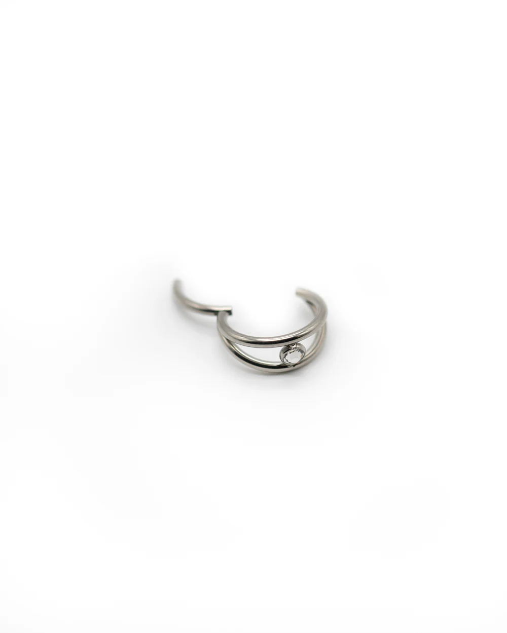 Titanium Hinged Double Ring W/Diamonte - Image 3