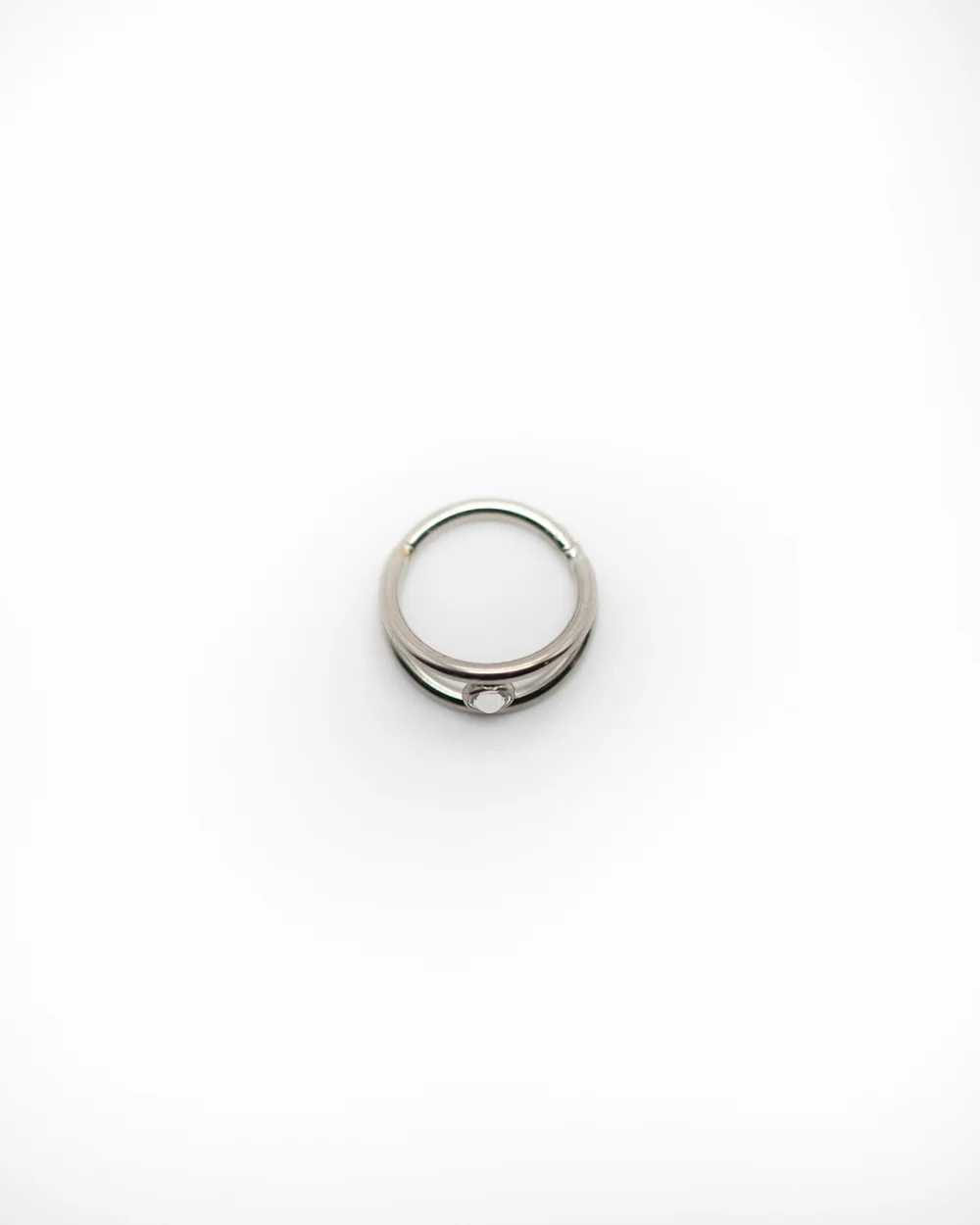 Titanium Hinged Double Ring W/Diamonte - Image 4