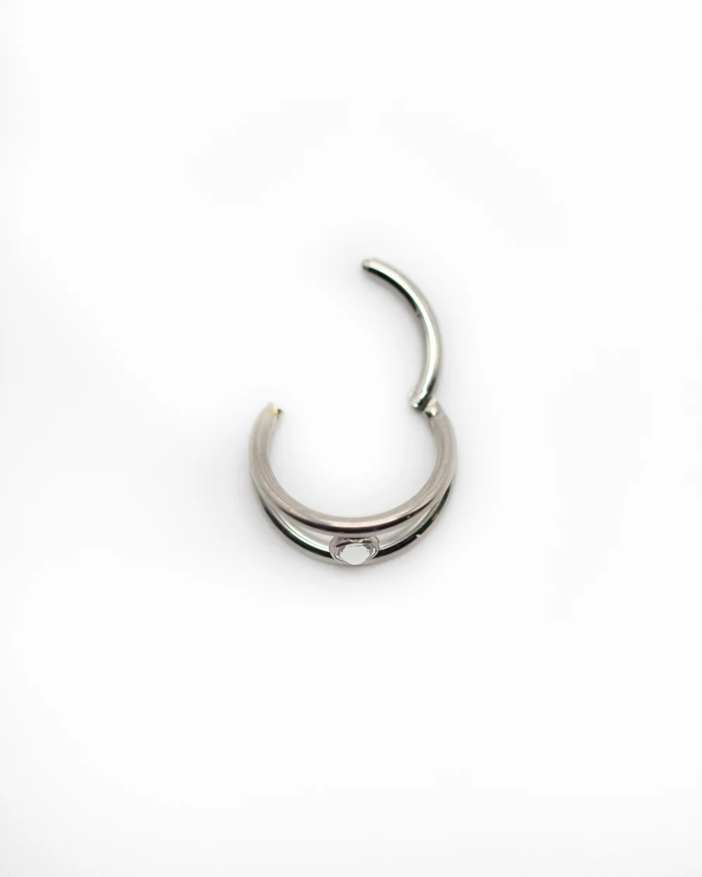Titanium Hinged Double Ring W/Diamonte - Image 5