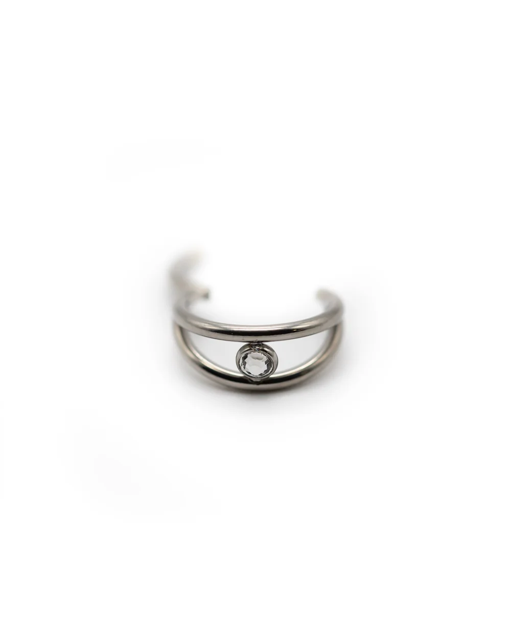 Titanium Hinged Double Ring W/Diamonte - Image 6
