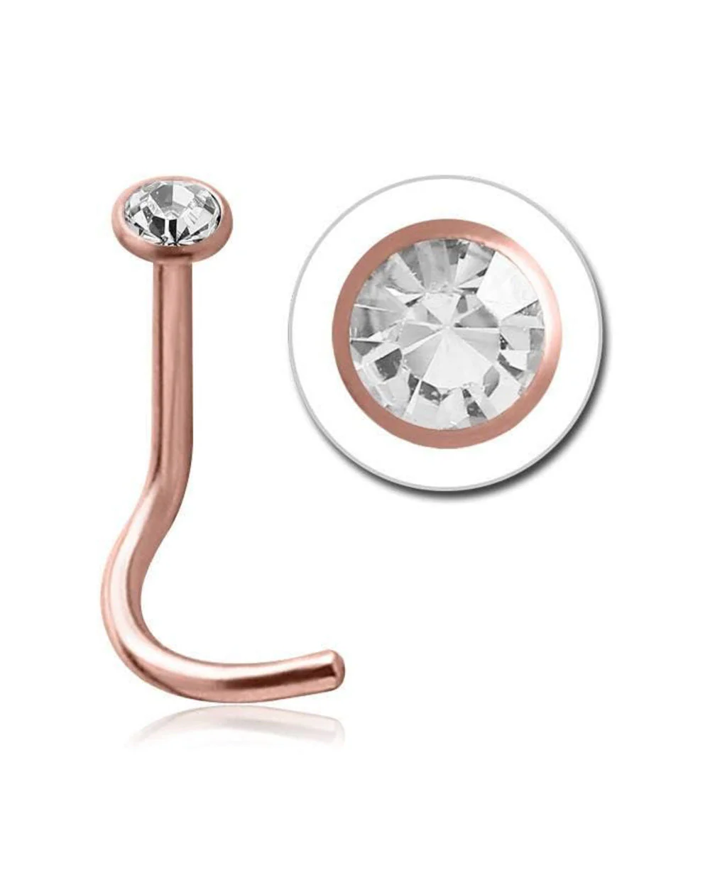 20 Gauge | Rose Gold Steel Cz Nose Stud - Image 3