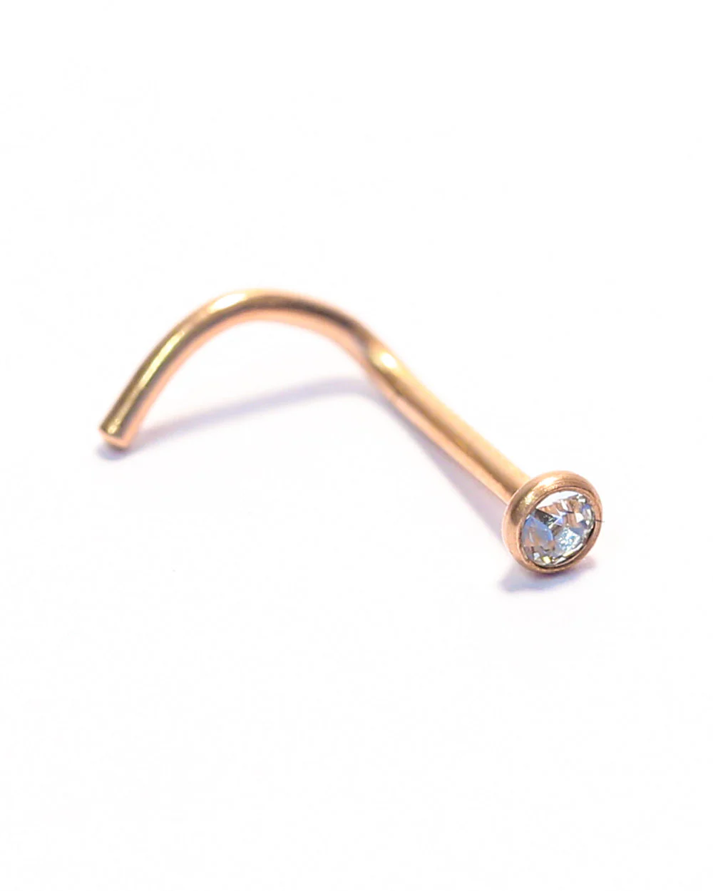 20 Gauge | Rose Gold Steel Cz Nose Stud - Image 4