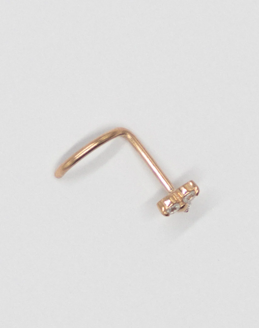 20 Gauge | Rose Gold Steel Trinity Cz Nose Stud - Image 3