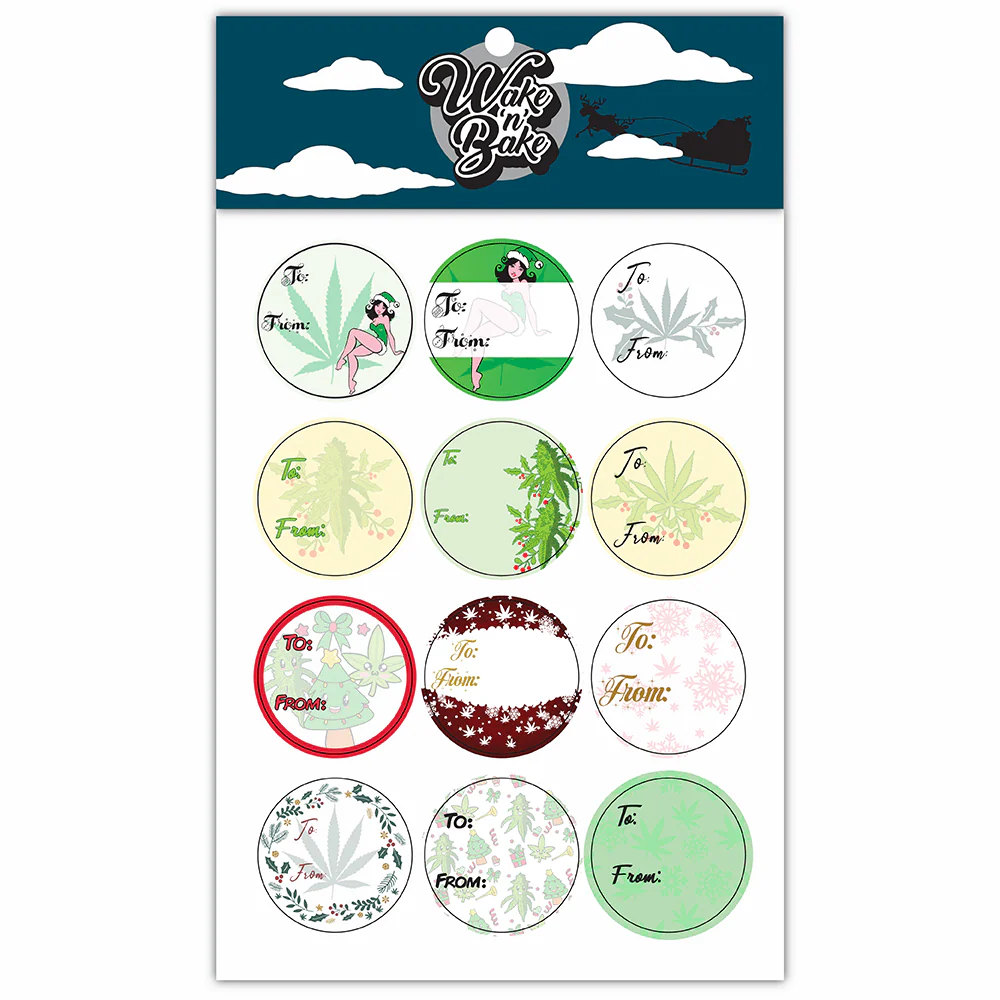 WAKE 'N' BAKE | 24 PACK OF 420 XMAS STICKERS