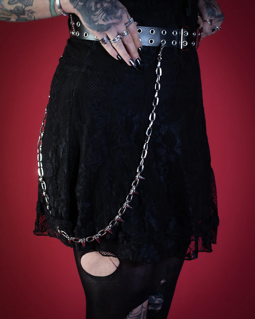 OYT Spiked Silver Wallet Chain - Image 2