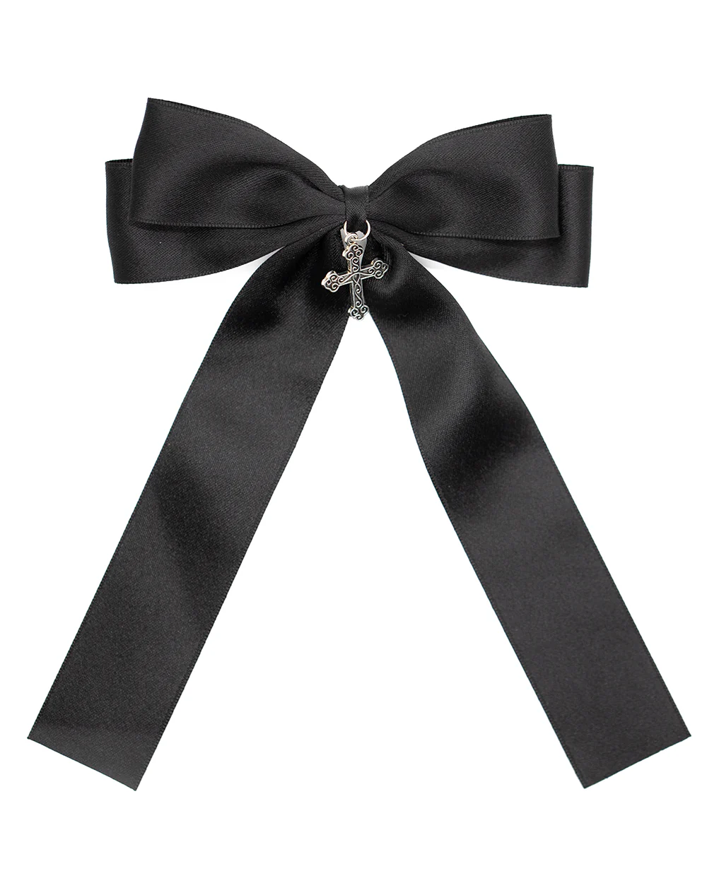 Sweet Vengeance Silver Cross Hair Bow - Image 2