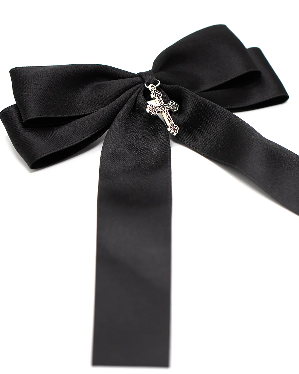 Sweet Vengeance Silver Cross Hair Bow - Image 4