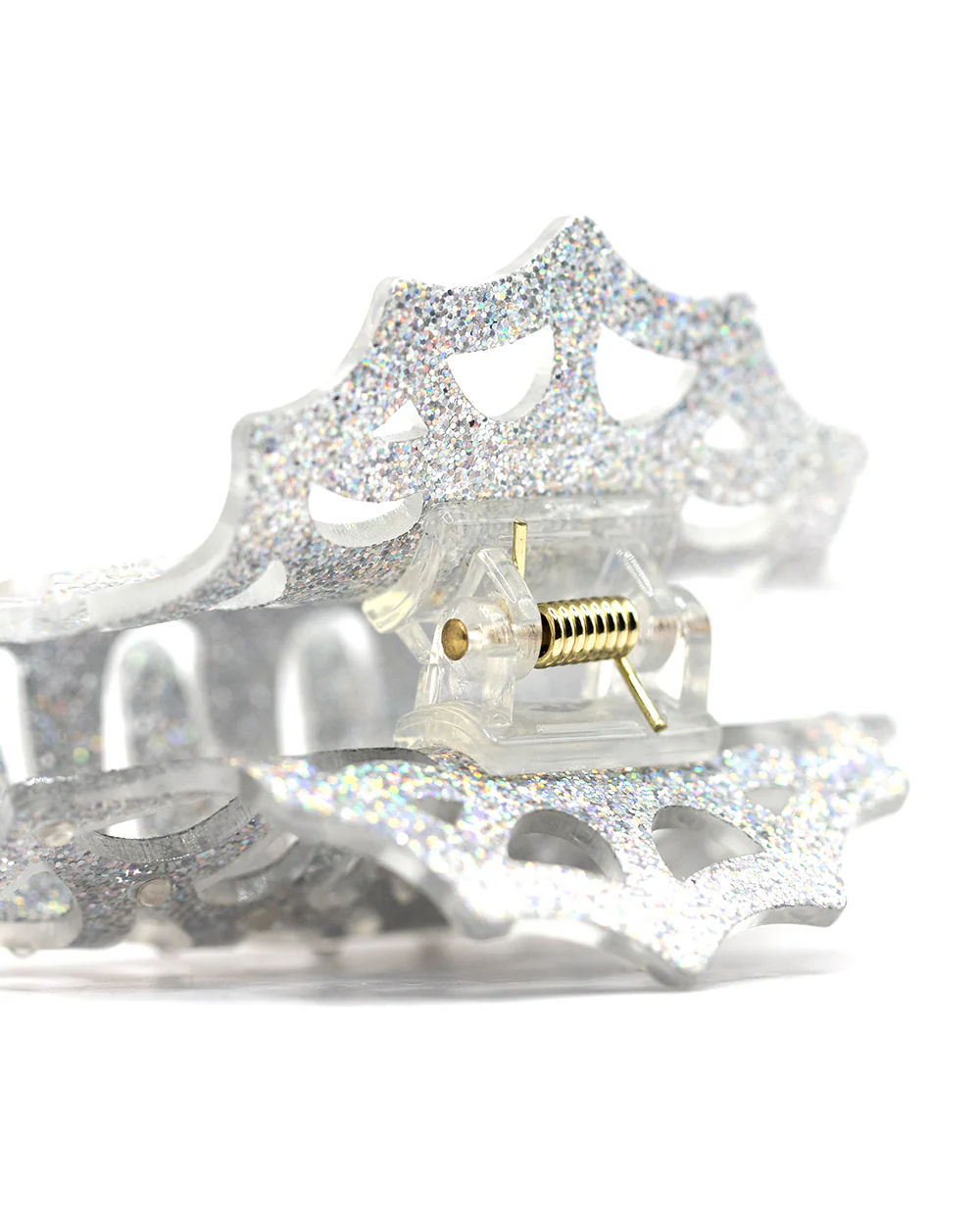 White Glitter Web Hair Clip - Image 3