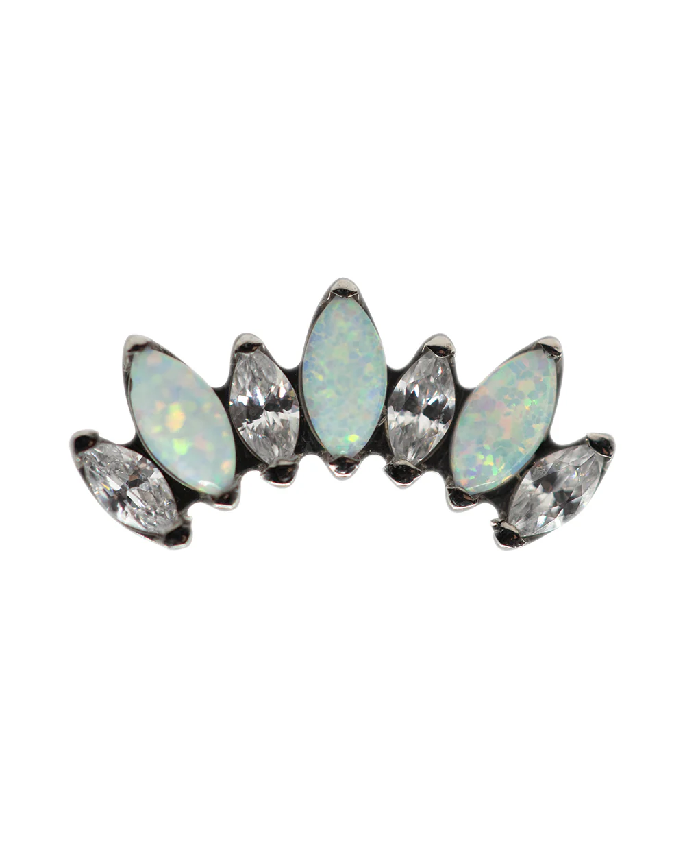 Opal & CZ 16g Titanium Internal Thread Labret Bar