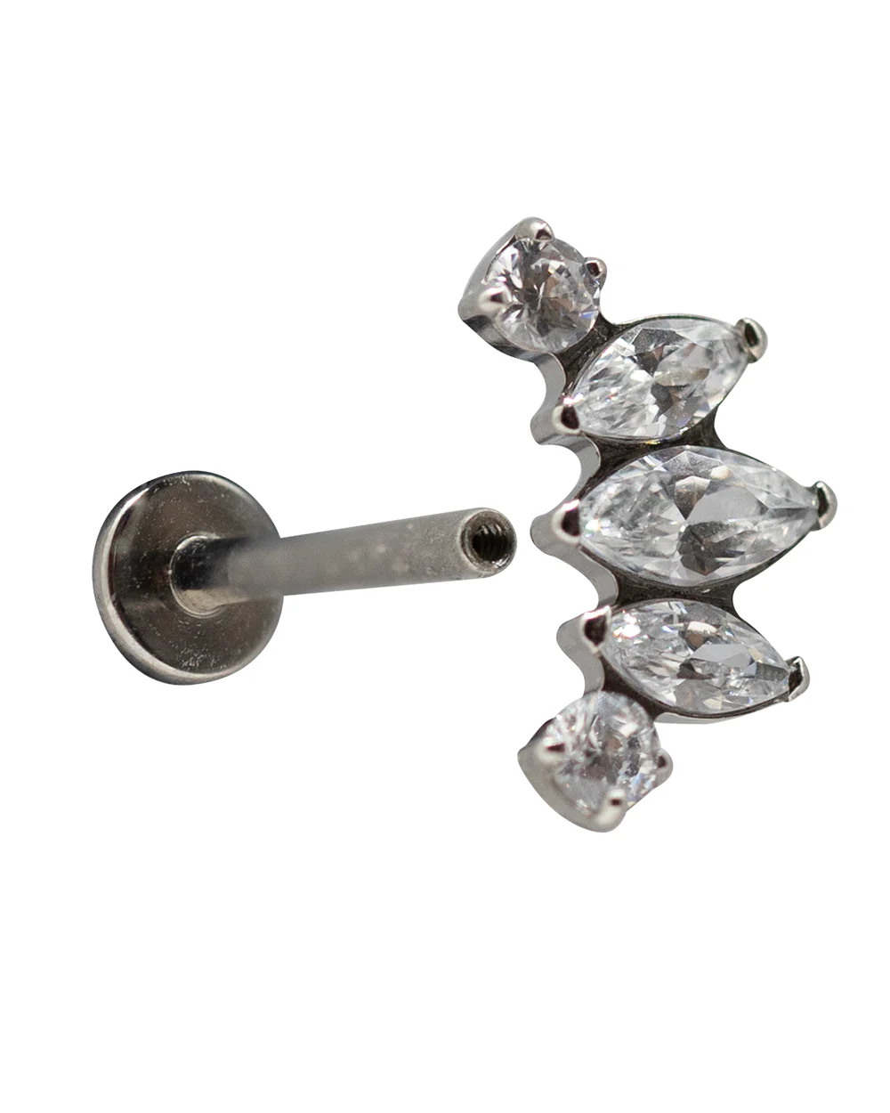 CZ 5 set 16g Titanium Internal Thread Labret Stud - Image 2