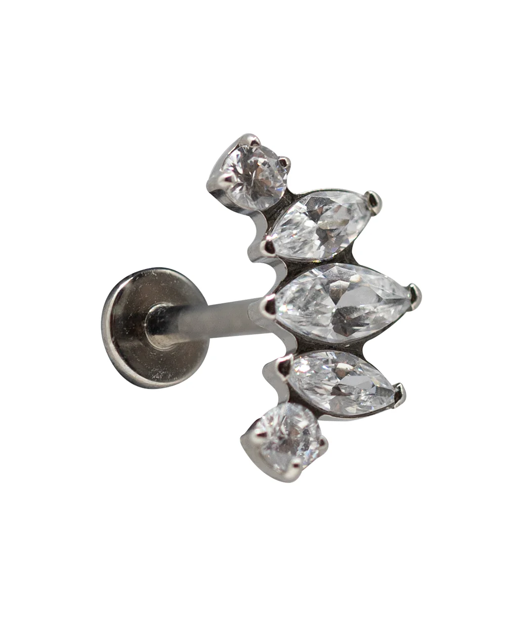 CZ 5 set 16g Titanium Internal Thread Labret Stud - Image 3