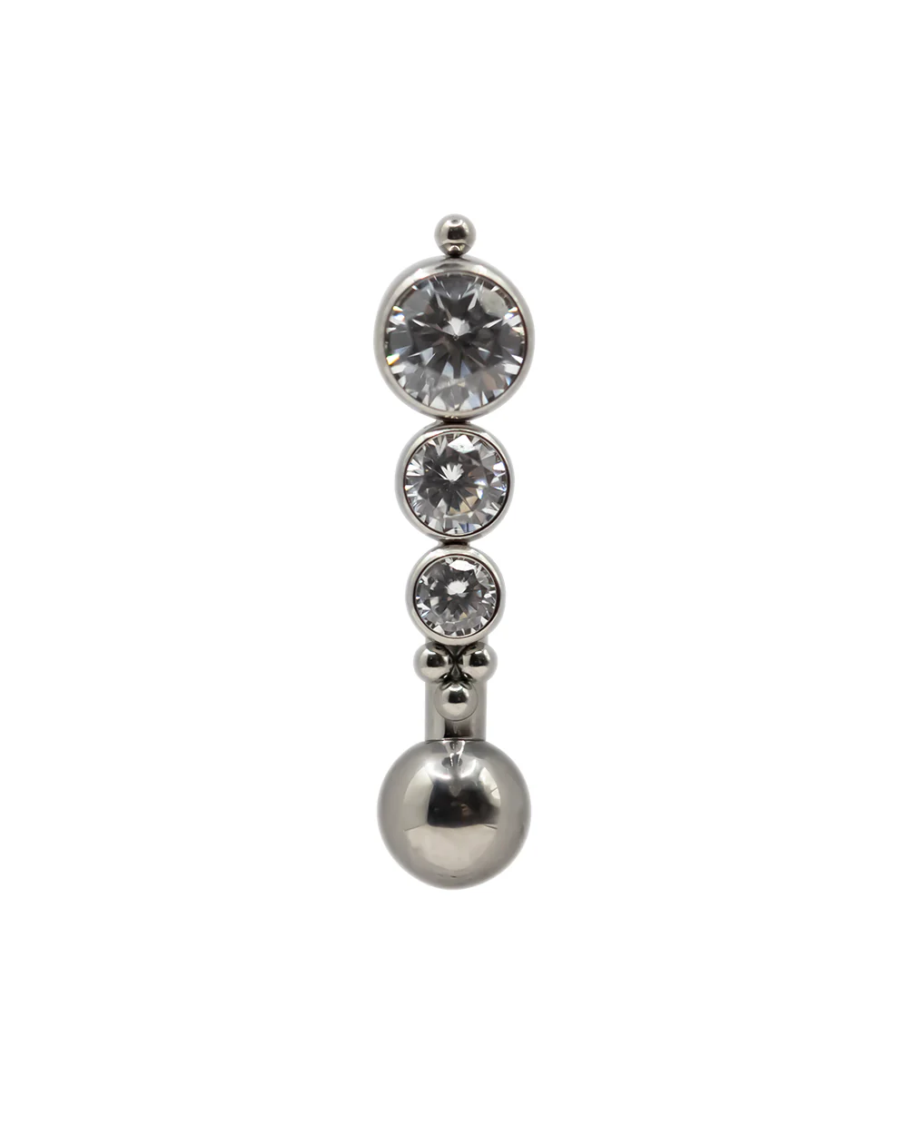 Silver Titanium Navel Crystal Beads Cluster Float Bar - Image 3