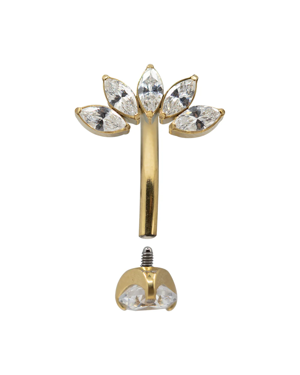Gold Fan Marquise Navel CZ Cluster Float Bar - Image 2