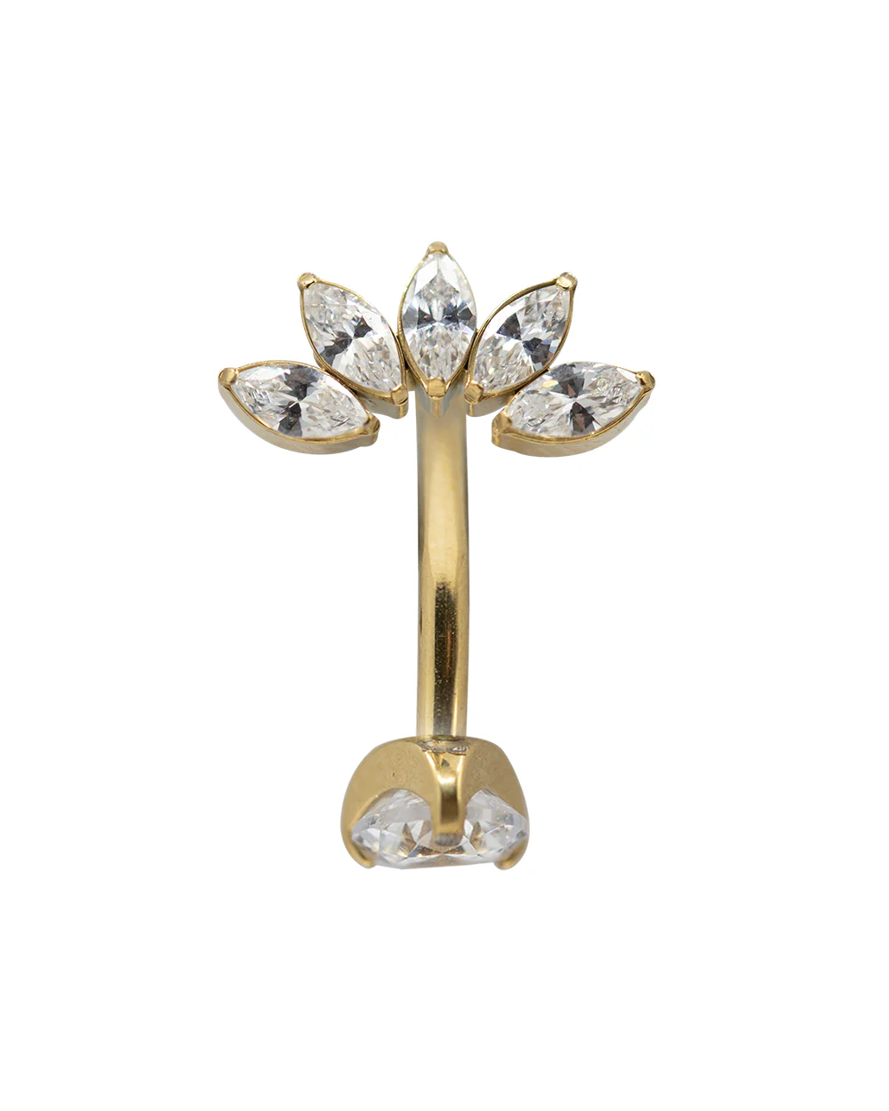 Gold Fan Marquise Navel CZ Cluster Float Bar - Image 3