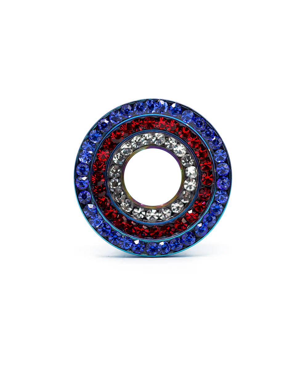 3 Jewel Rows Dark Blue Flesh Tunnel - Image 2