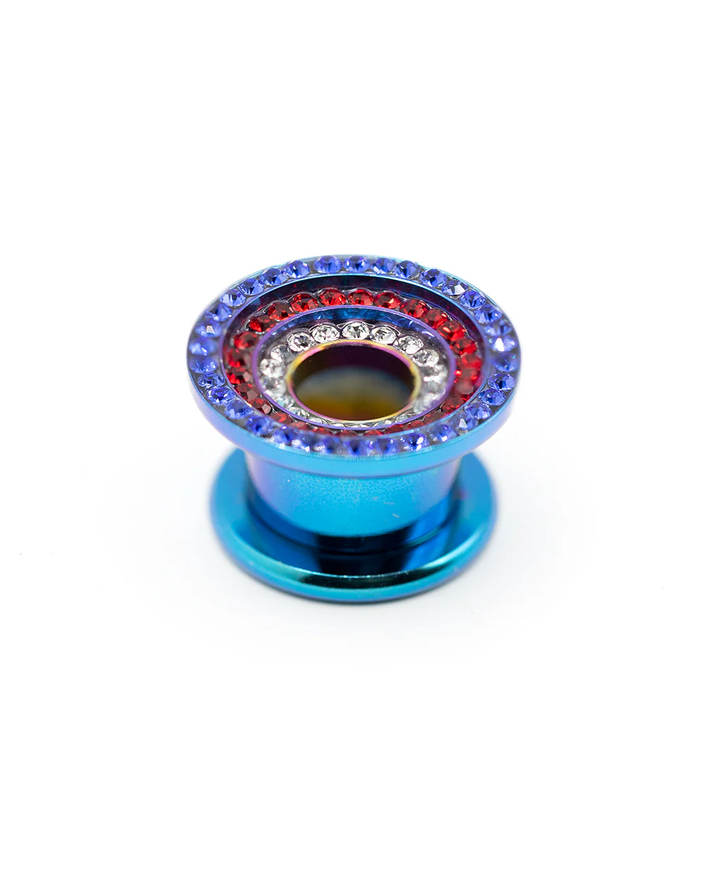 3 Jewel Rows Dark Blue Flesh Tunnel - Image 3