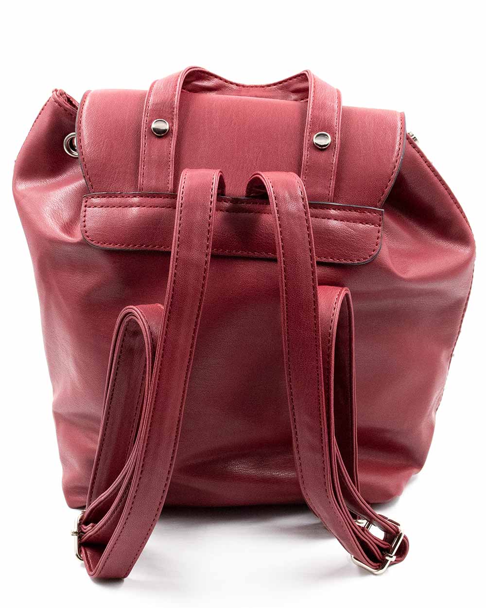 Back Pack - Maroon Pu 2 Front Zips W/Side Studs Sv - Image 6