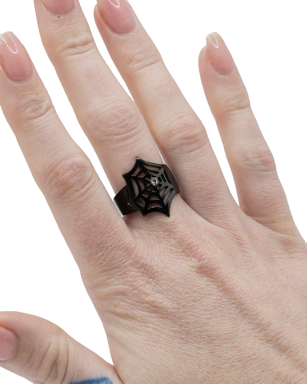 Black Webbed with Crystal Ring Jewellery - Image 2