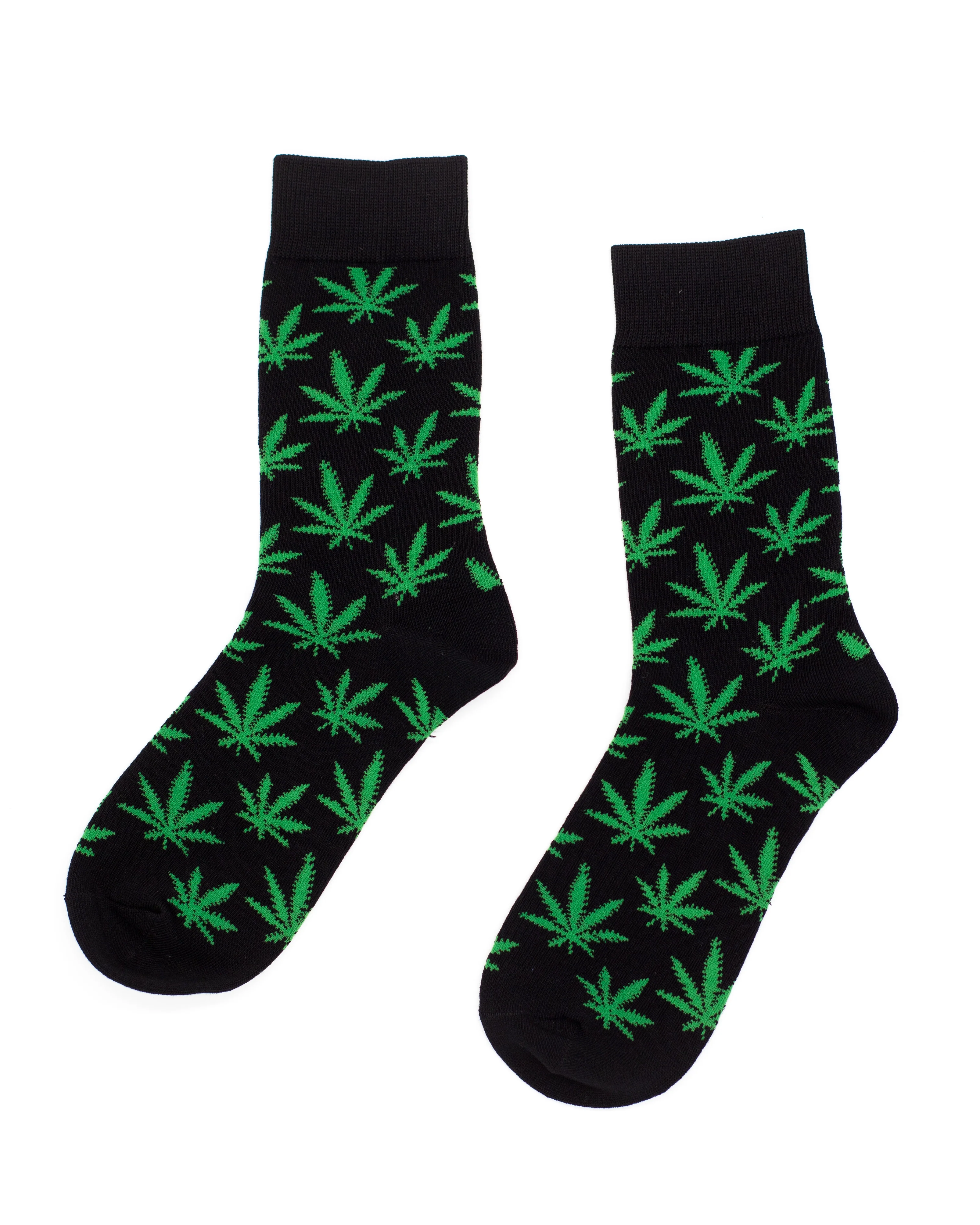 CREW SOCKS - LEAF PATTERN HIGHLINES BLACK / GREEN - Image 2