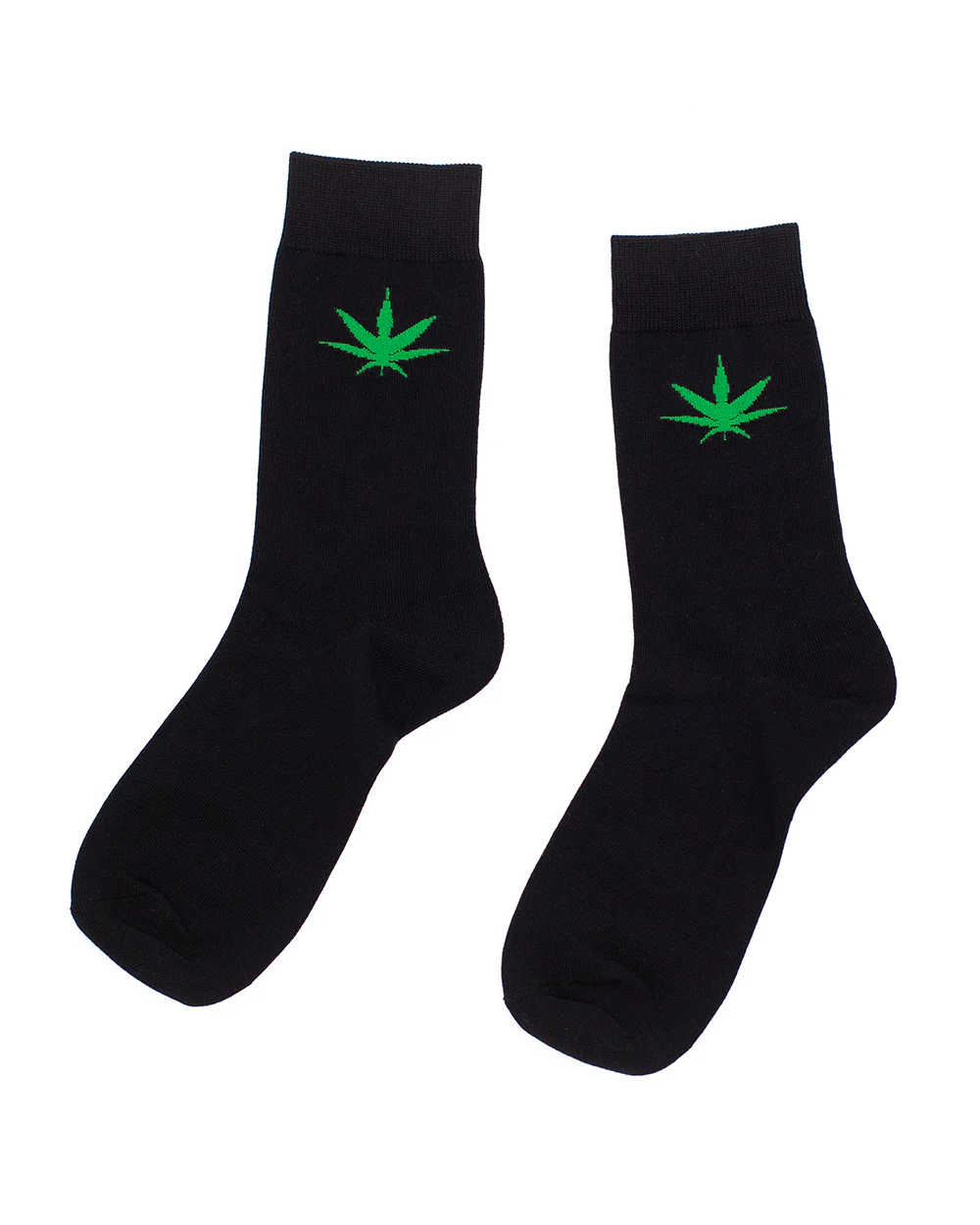 Crew Socks - Single Green Leaf Highlines Black - Image 2