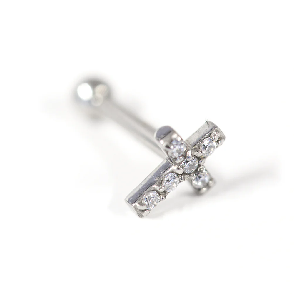 Crystal Cross Straight Barbell - Image 3