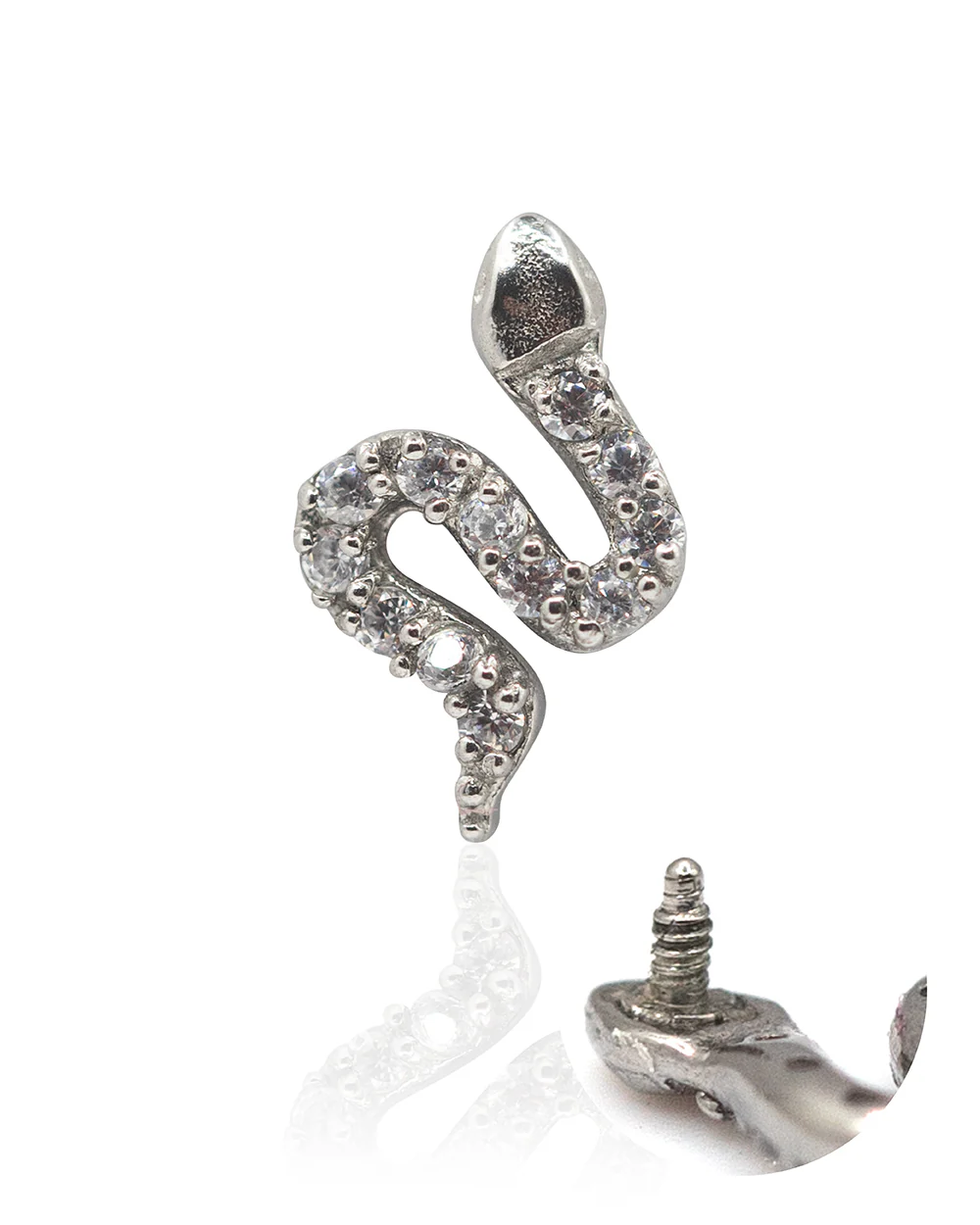 Crystal Snake Silver Internal Thread Attachment