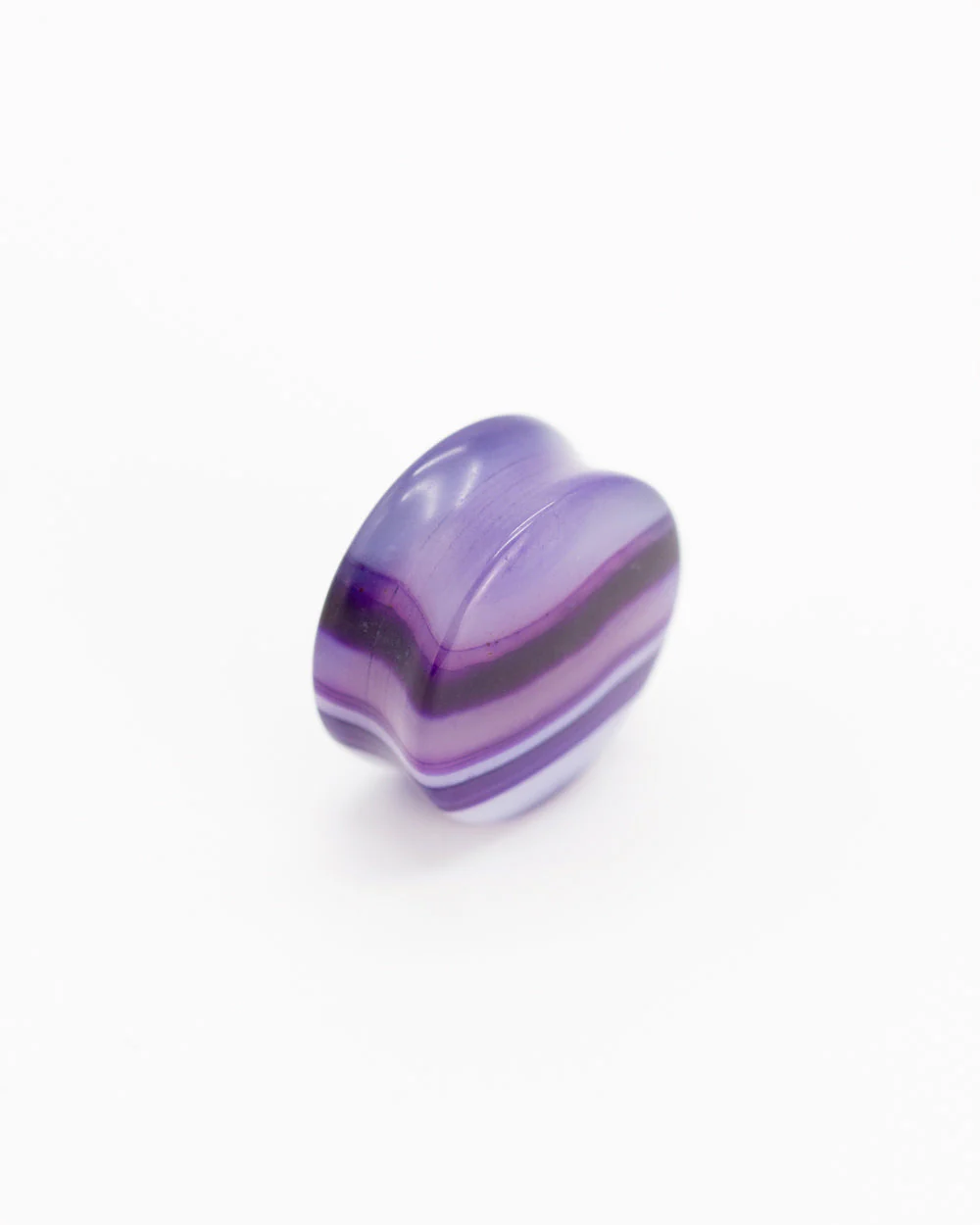 Double Flare Plug - Striped Purple Agate - Image 3