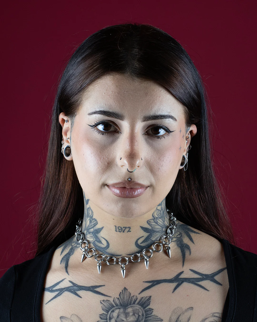 Double Linked Chainmaille Choker with Spikes - Image 3