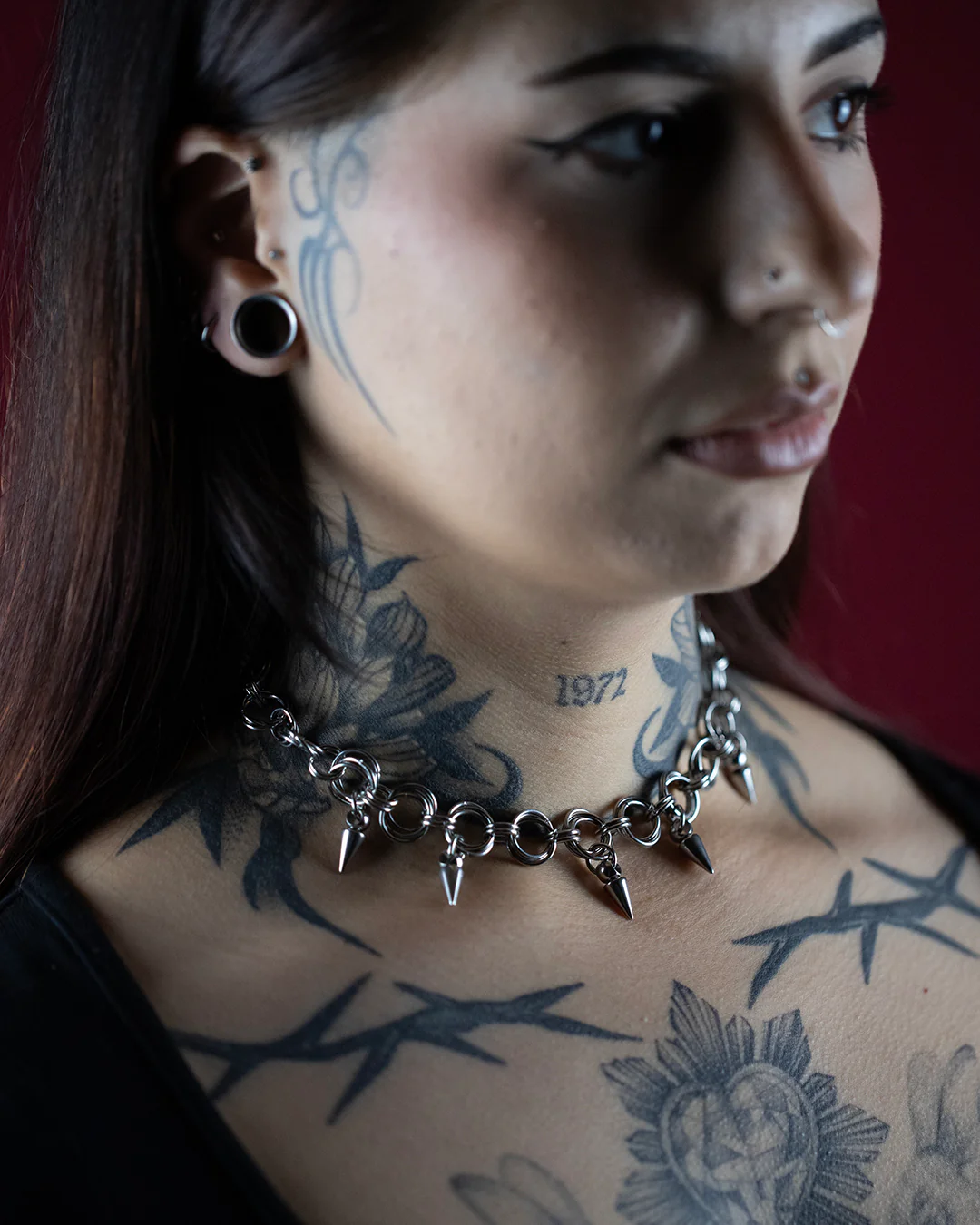 Double Linked Chainmaille Choker with Spikes - Image 4