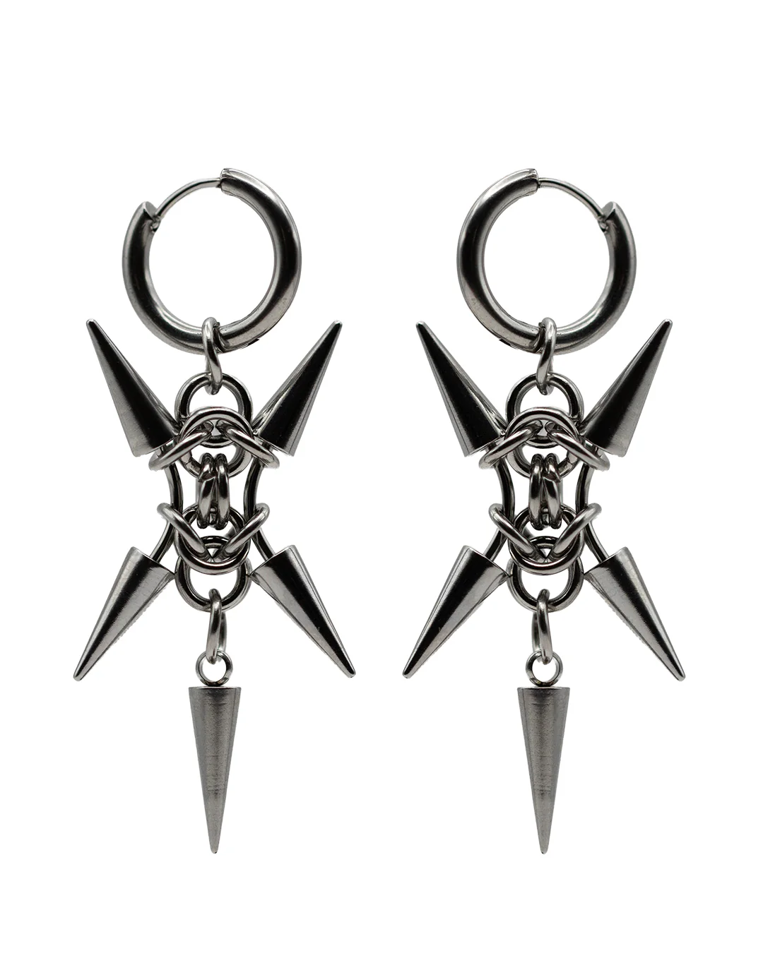 Five Talon Chainmaille Spike Earrings - Image 2