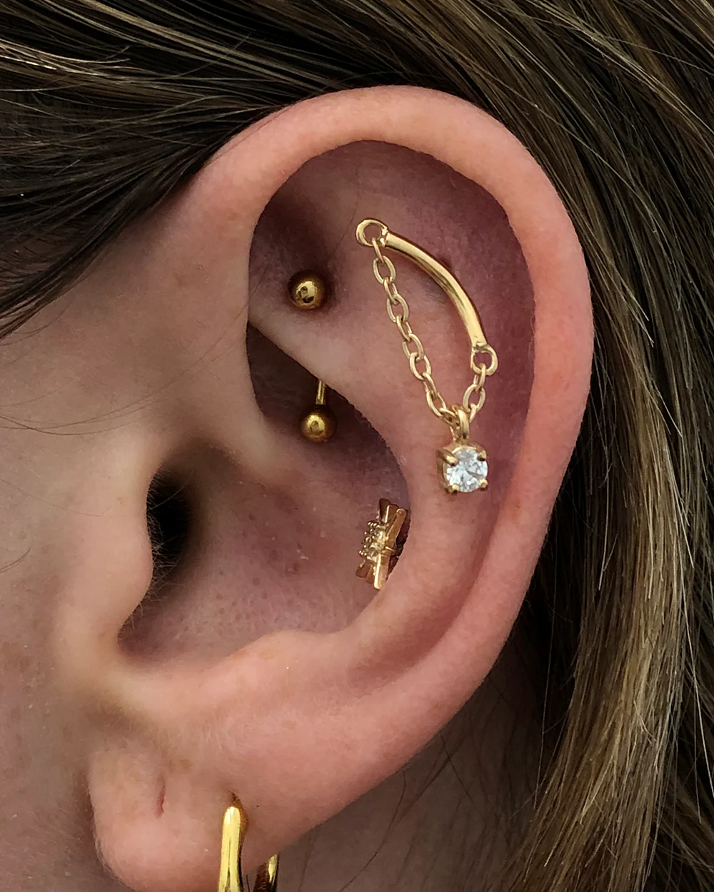 Bar with Chain & Drop Diamonte Internally Threaded Attachment - Image 2