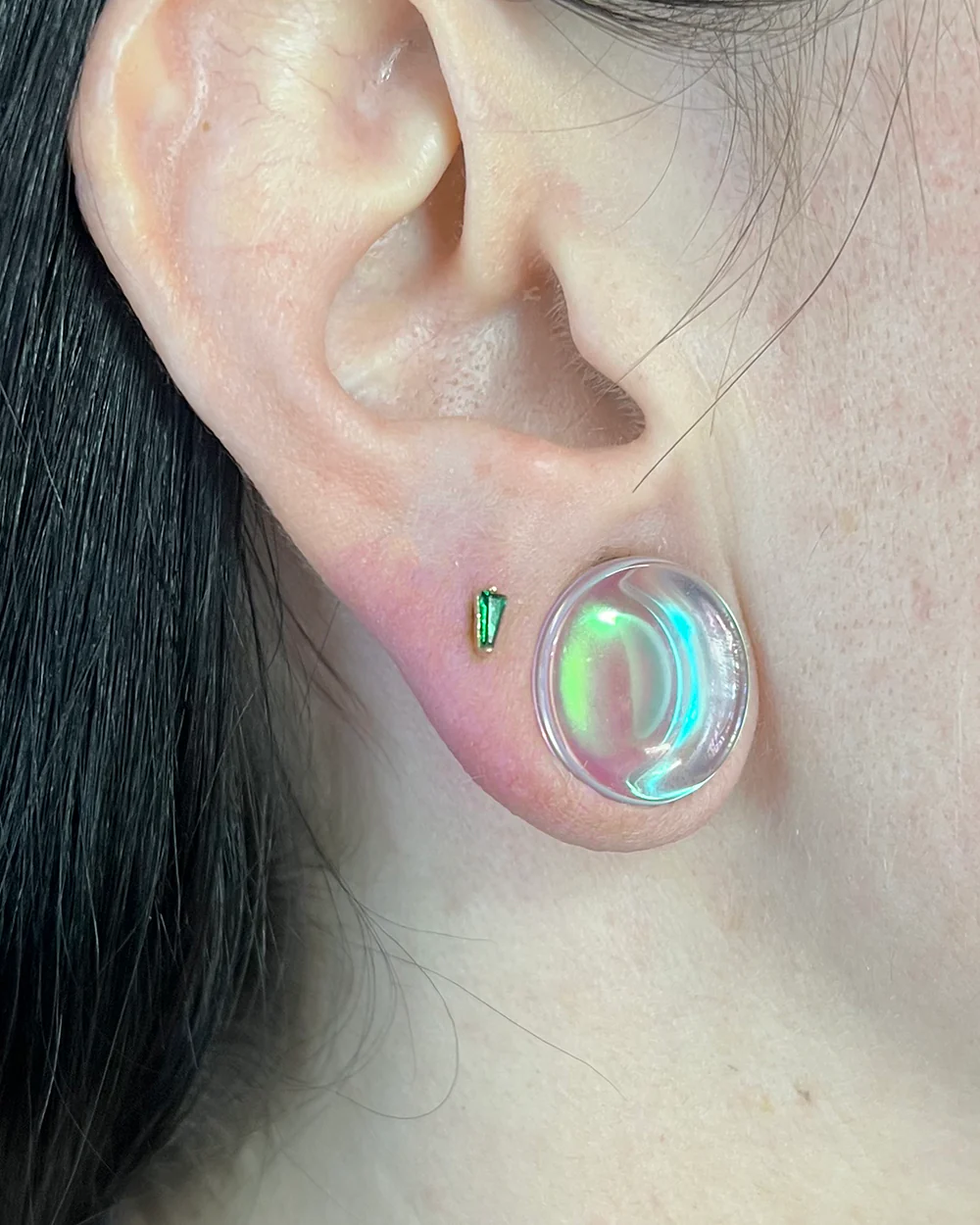 Emerald Gem 18k Gold pvd S/Steel 16g Internal Thread Attachment - Image 2
