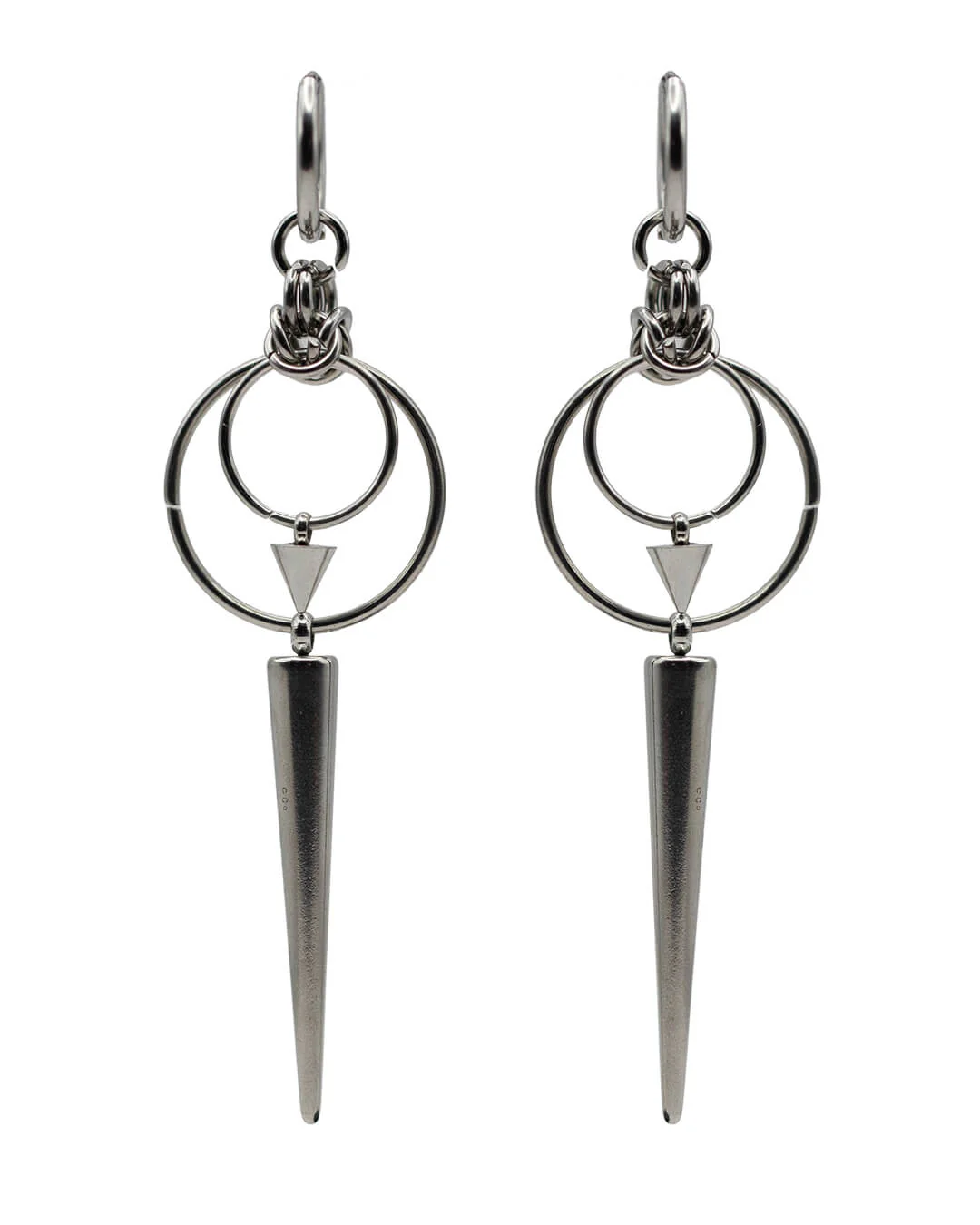 Long Spike Drop Hoop Earrings - Image 2