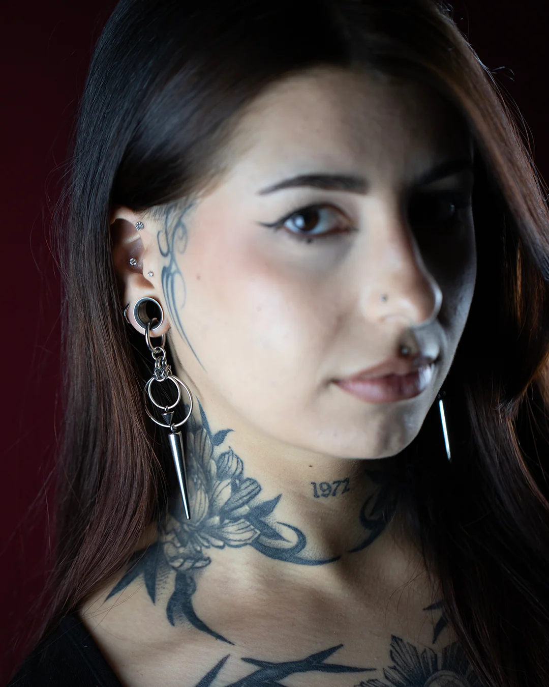 Long Spike Drop Hoop Earrings - Image 3
