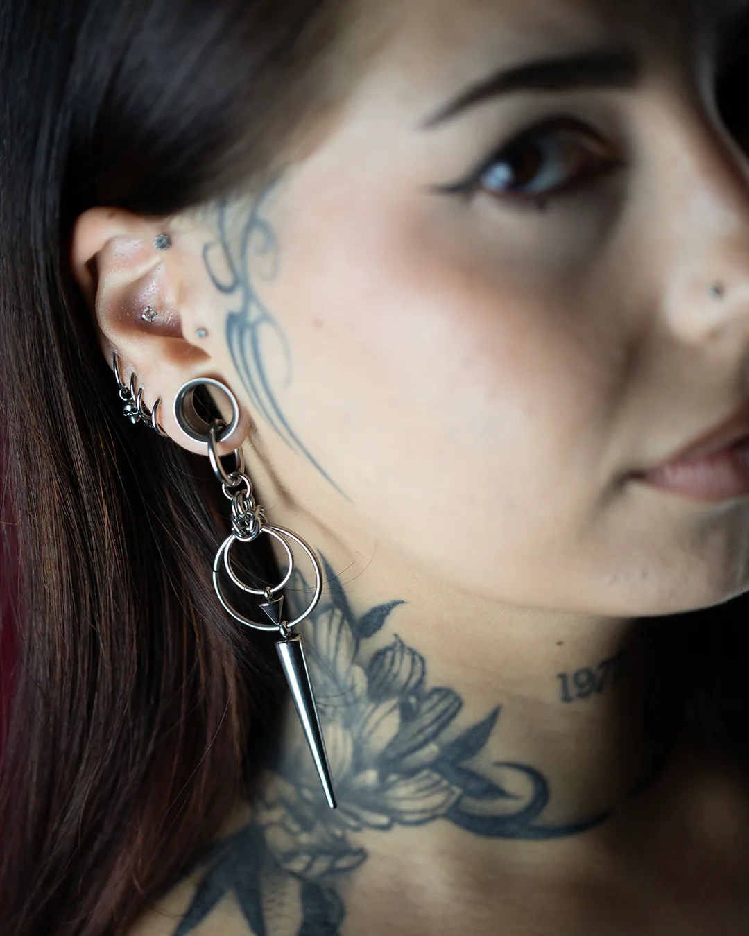 Long Spike Drop Hoop Earrings - Image 4