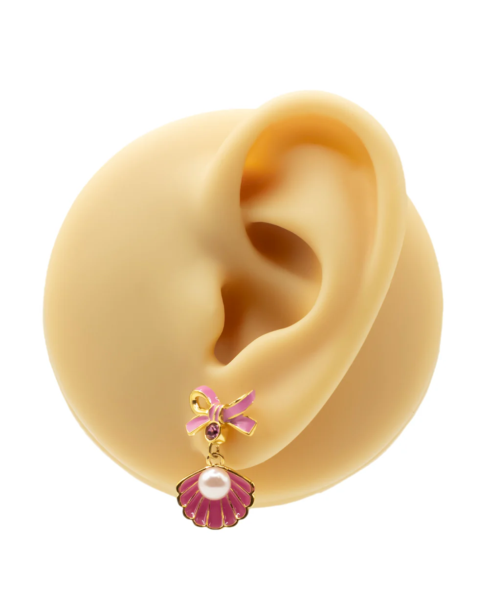Pink Clam with Pearl Earrings - Image 2