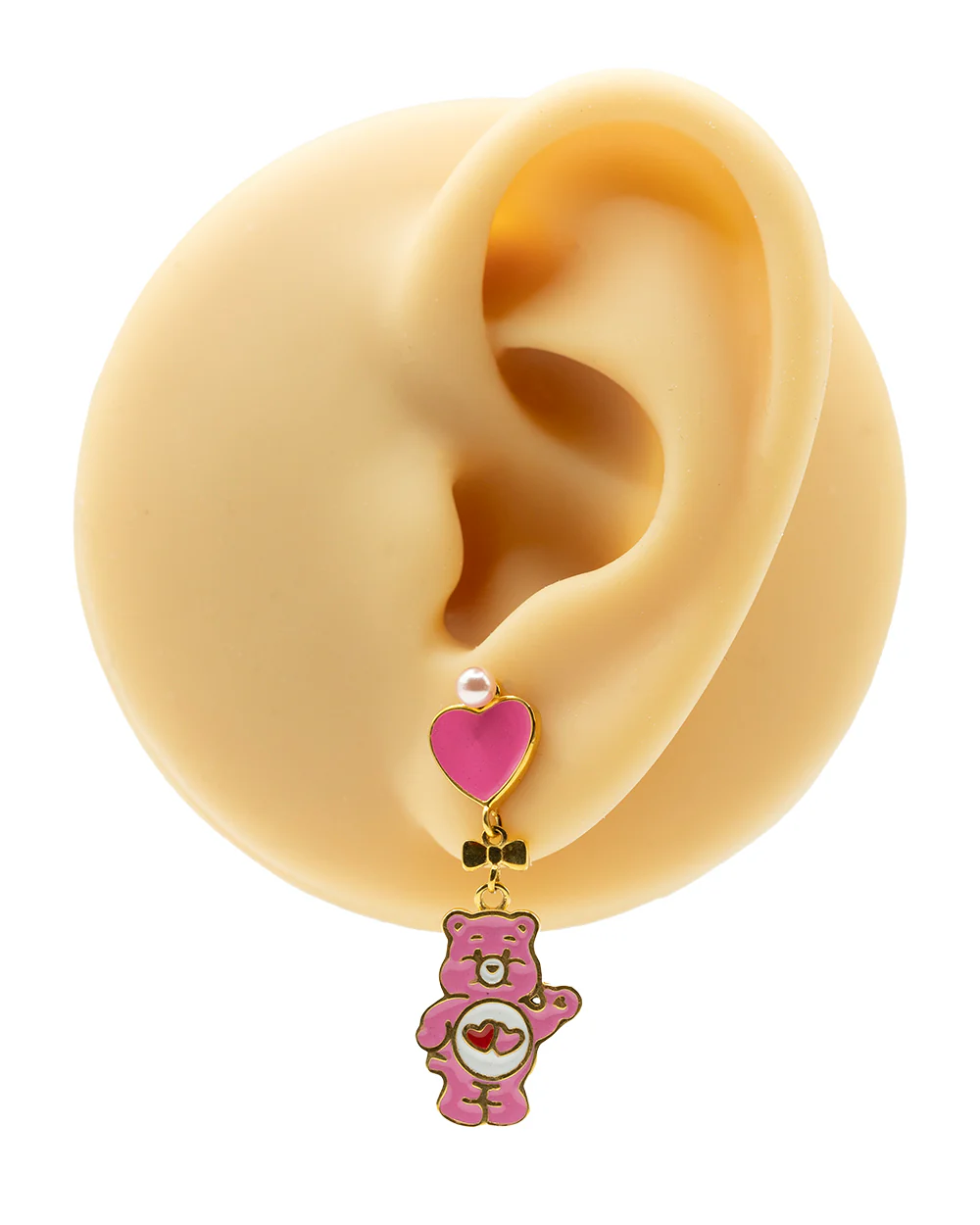 Pink Heart & Bear Earrings - Image 2