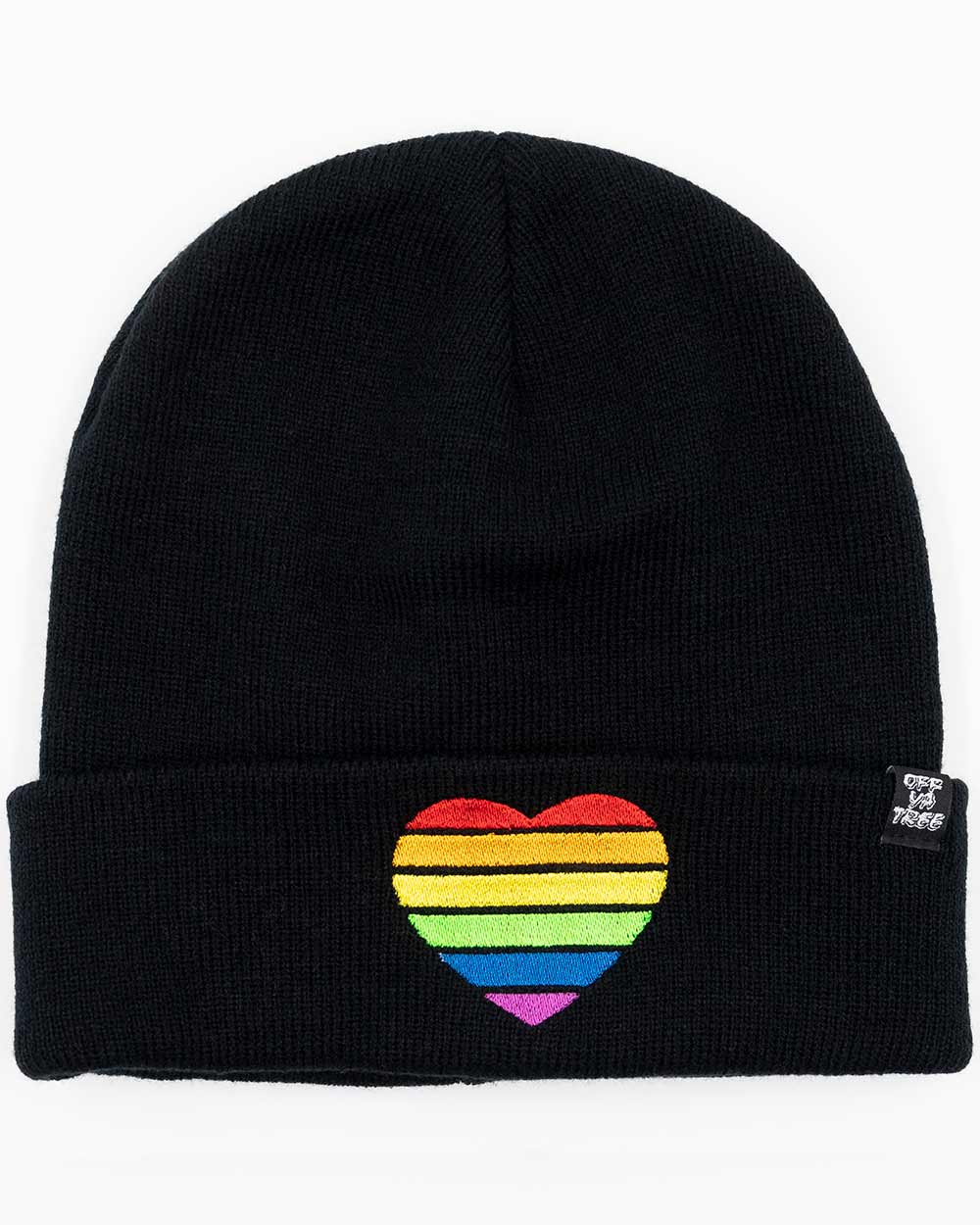 Rainbow Heart Black Beanie - Image 2