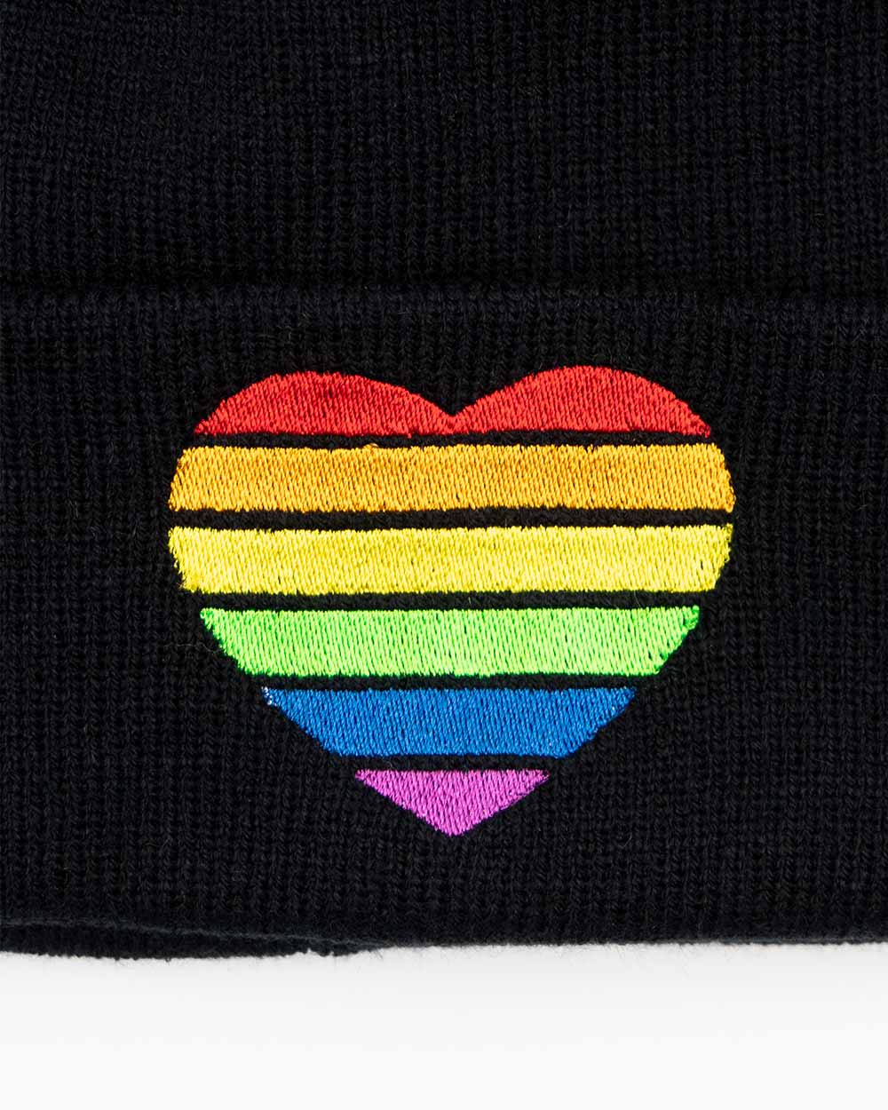 Rainbow Heart Black Beanie - Image 4