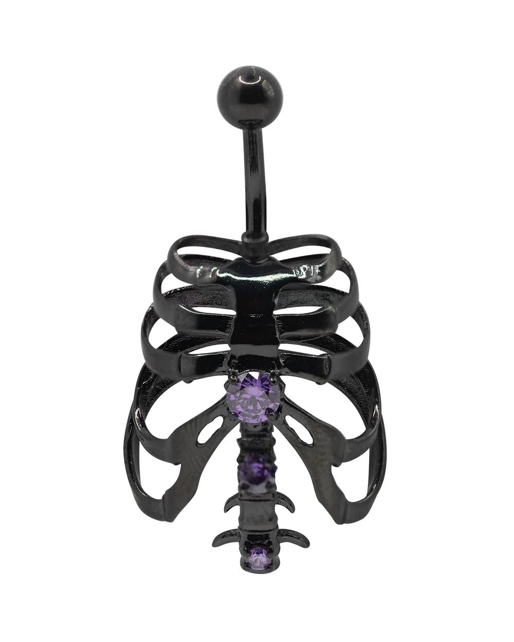 Ribcage Black PVD Navel Bar SS