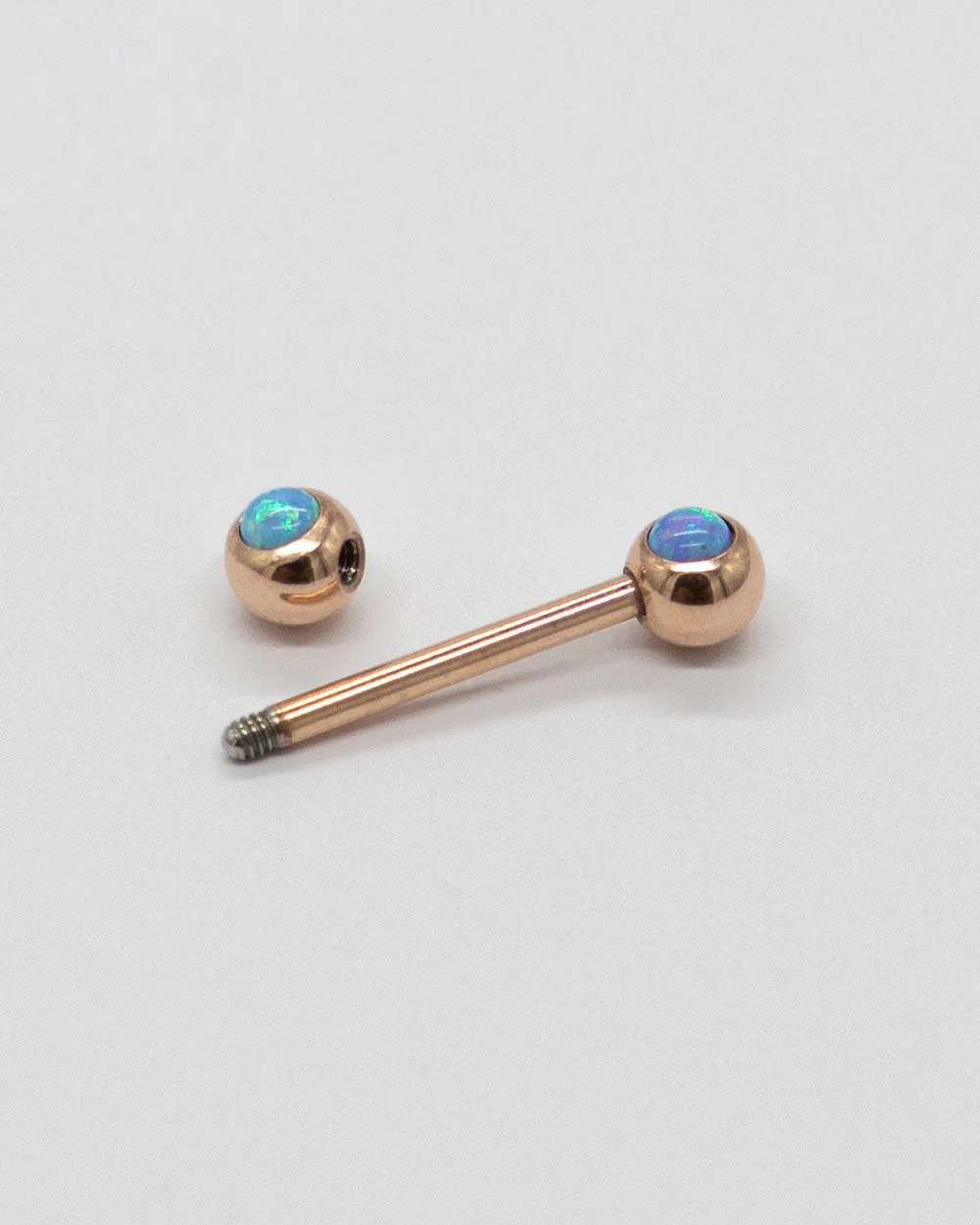 Rose Double Jewel Nipple Barbell - Blue Opal - Image 3