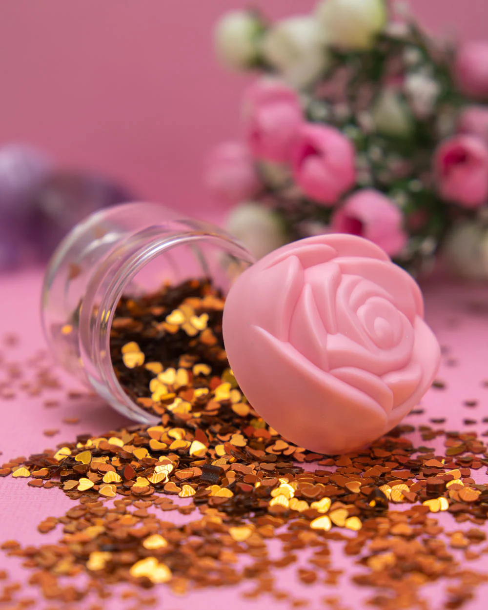 Rose Plastic Clear Container - Pink