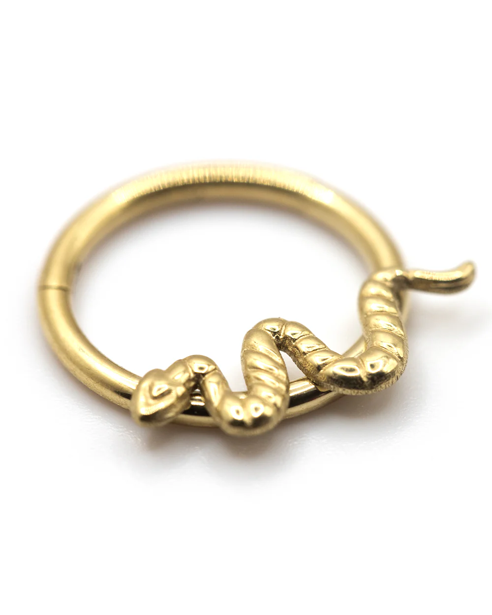 Snake Detail 14K Gold Coated Titanium Hinged Ring - Image 3