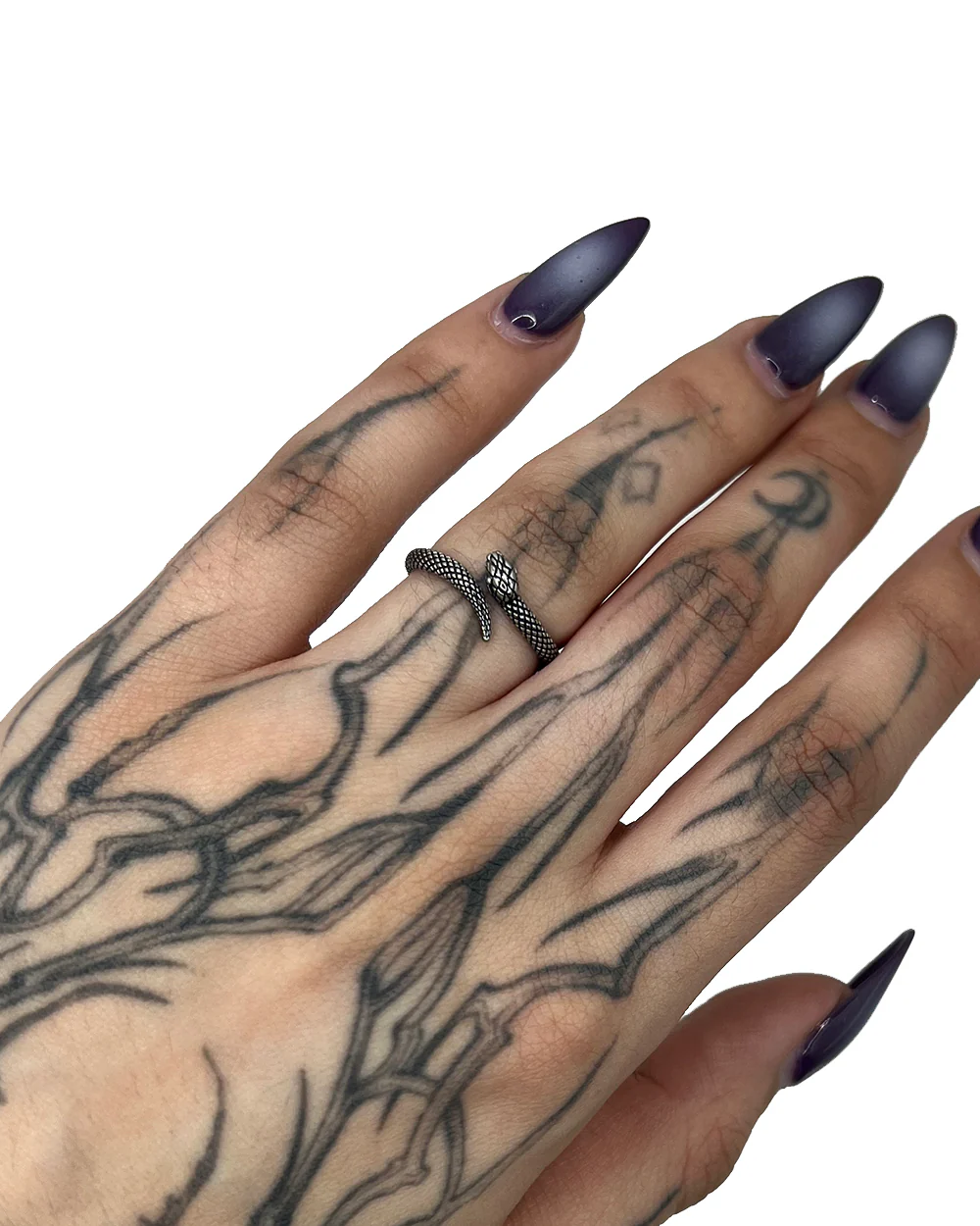 Snake Ring Silver w Black Detail - Image 2