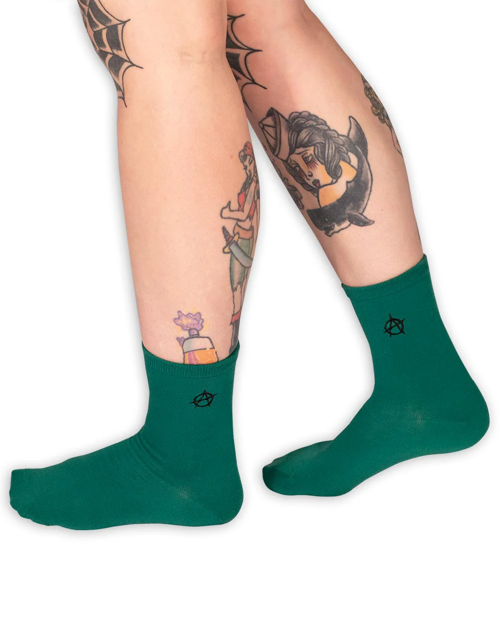 Socks - Calf Socks Dark Green W/ Anarchy Emb Sv - Image 4