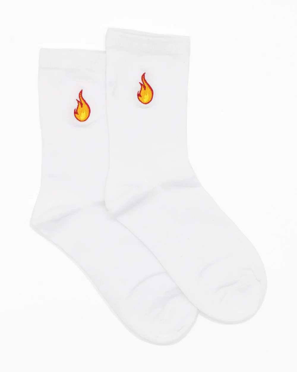 Socks - Calf Socks White W/ Flame Emb Sv - Image 2